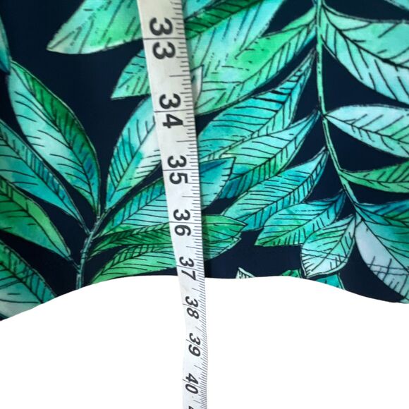 Tommy Hilfiger Tropical Leaf Print Shift Dress Sz 12 Crew Neck Sheath Midi Green - Picture 11 of 12